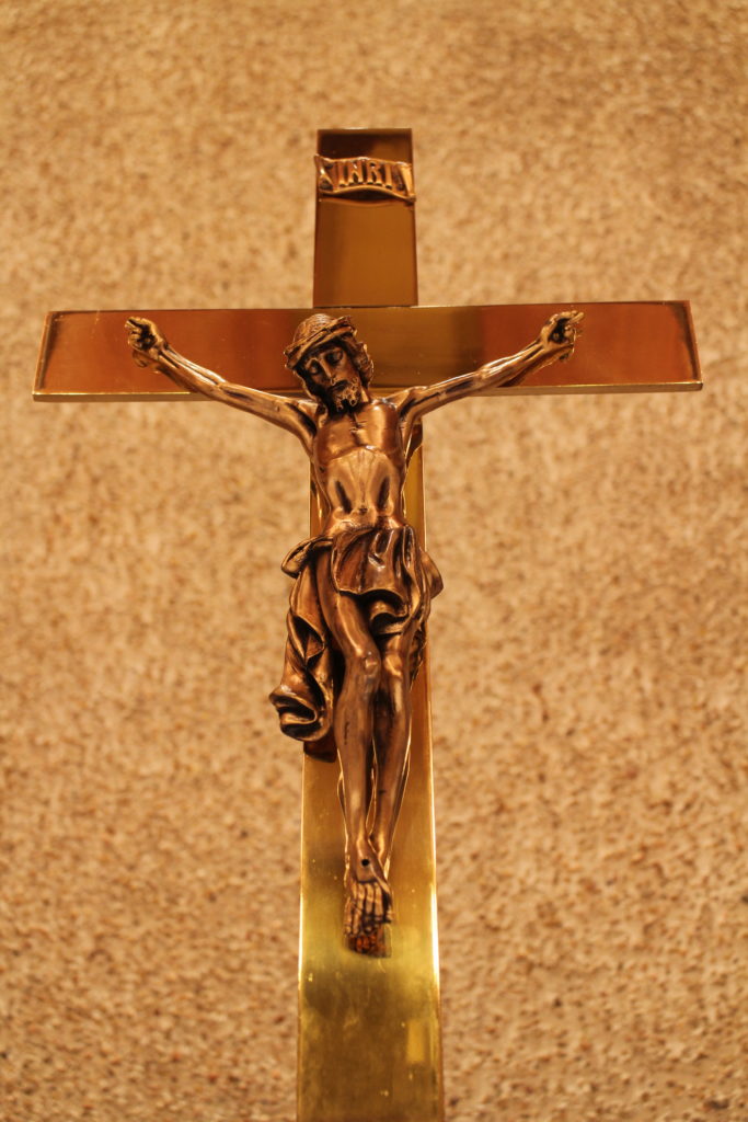 Brass Crucifix depicting Jesus Christ on the Cross for our salvation